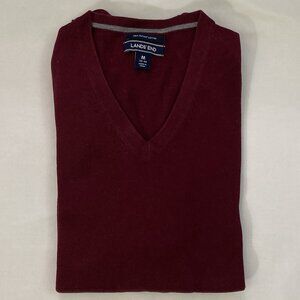 Lands' End V-neck sweater in red (NWT)